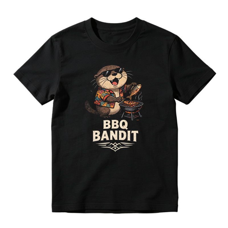 Cute Otter Wearing Sunglasses Grilling Fish Bbq Bandit Graphic Unisex Classic T-shirt
