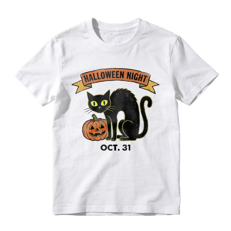 Halloween Night Black Cat And Pumpkin, Unisex Classic T-shirt