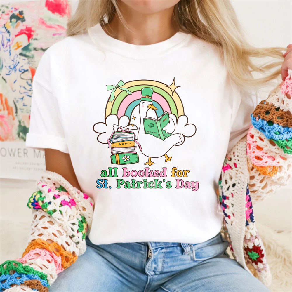 Wardrobecart Rainbow Duck Book Bag Shamrock tshirt