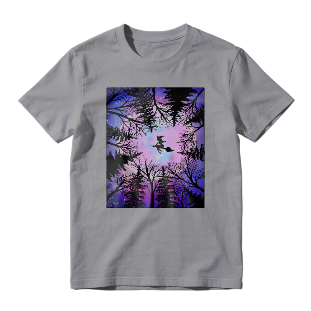 Witch Flying Silhouette Purple Galaxy Forest Unisex Classic T-shirt