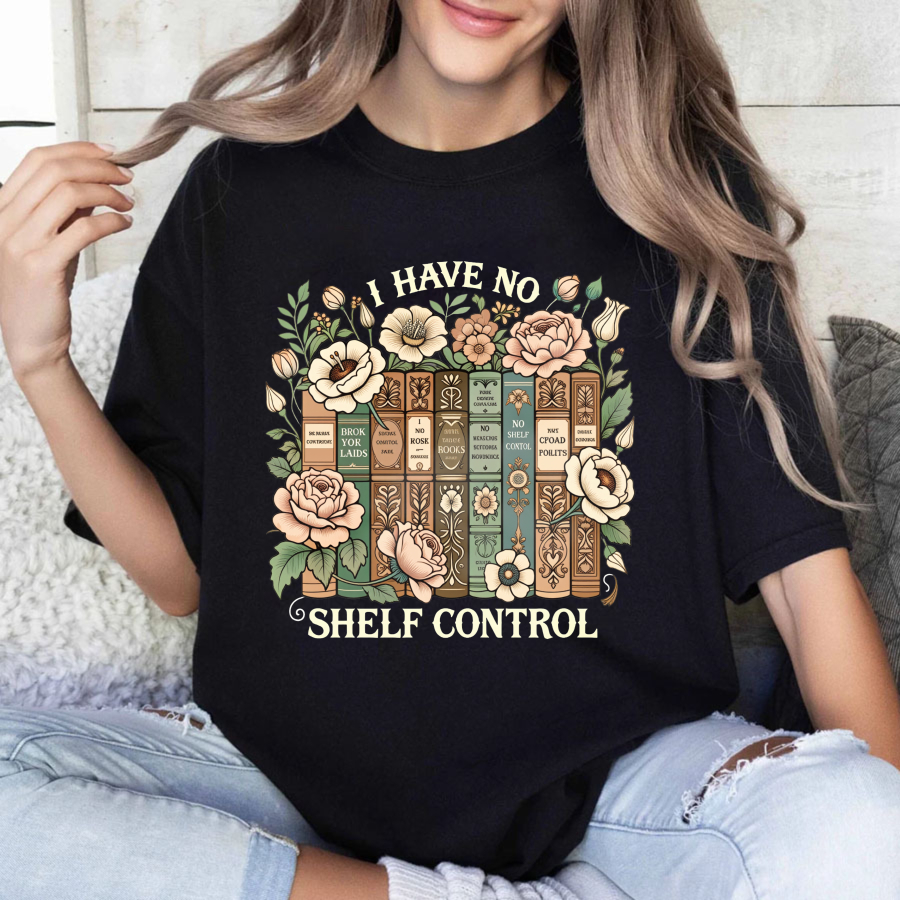 Wardrobecart Floral Bookshelf Design With Vintage Books And Roses Unisex Classic T-shirt
