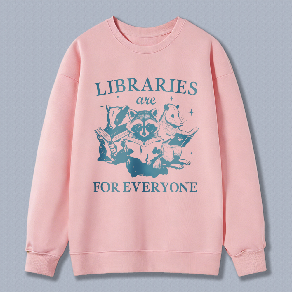 Wardrobecart Libraries Are For Everyone With Animals Reading Books Unisex Classic Sweatshirt