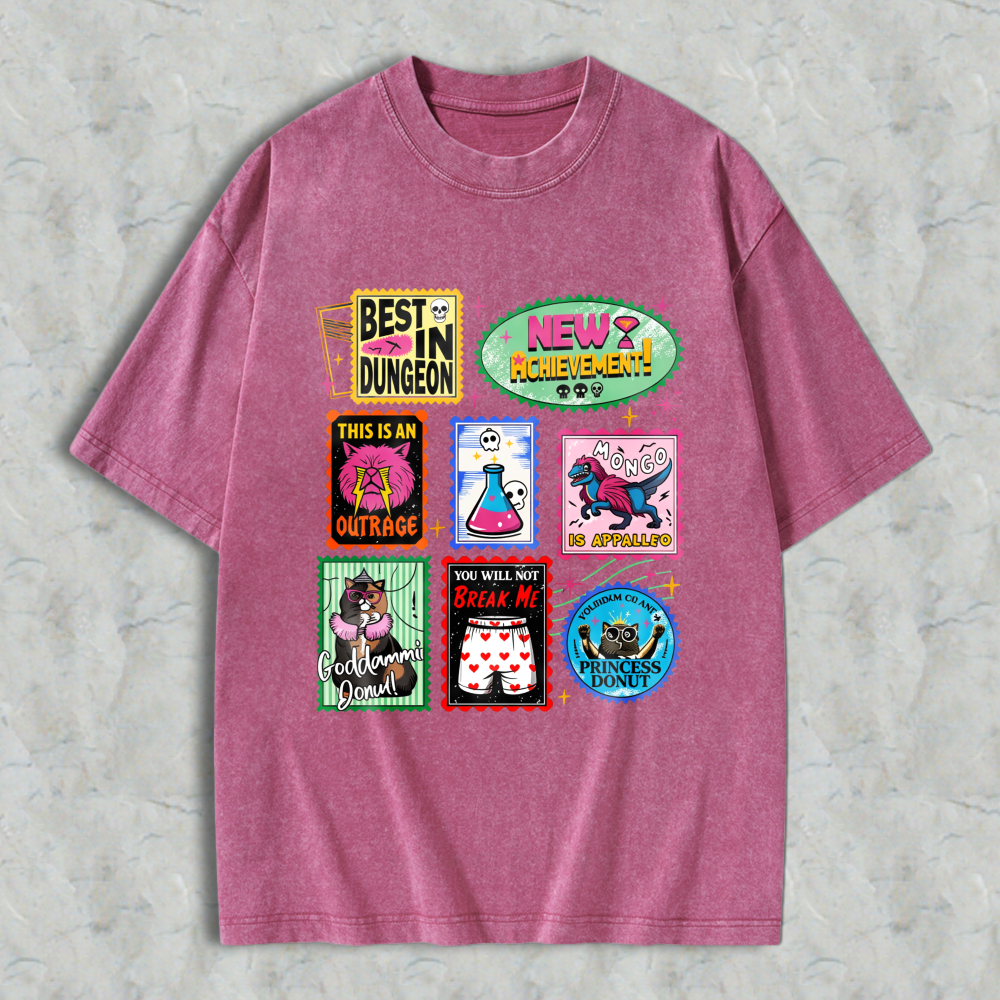Wardrobecart Best In Dungeon New Achievement This Is An Outrage Ponged In Appaloosa Badass Donut You Will Not Break Me Princess Donut Unisex Washed T-shirt