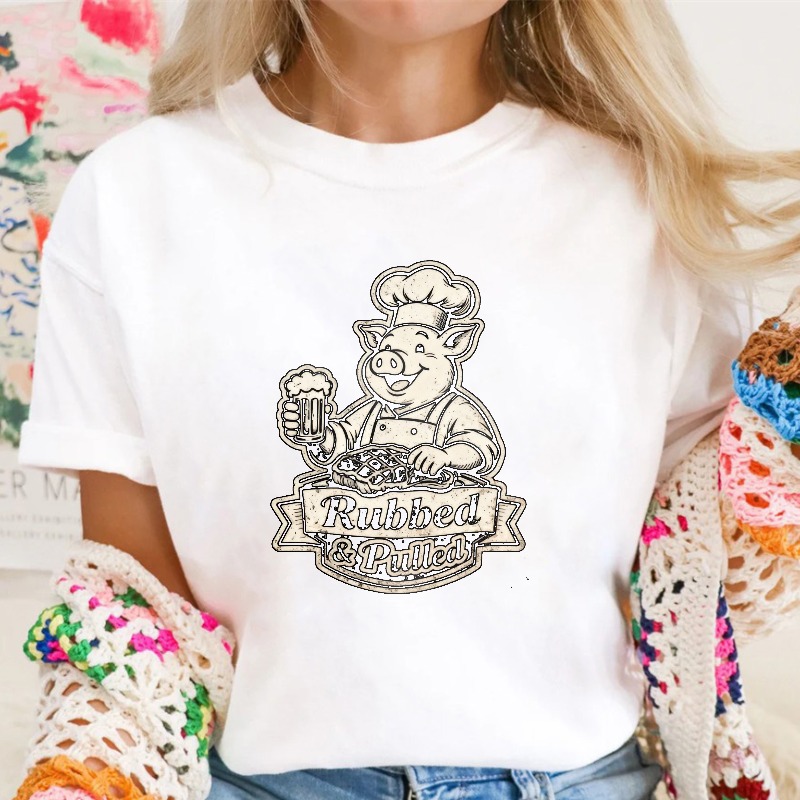 Chef Pig Holding Beer And Ribs Rubbed And Pulled Barbecue Humor Unisex Classic T-shirt