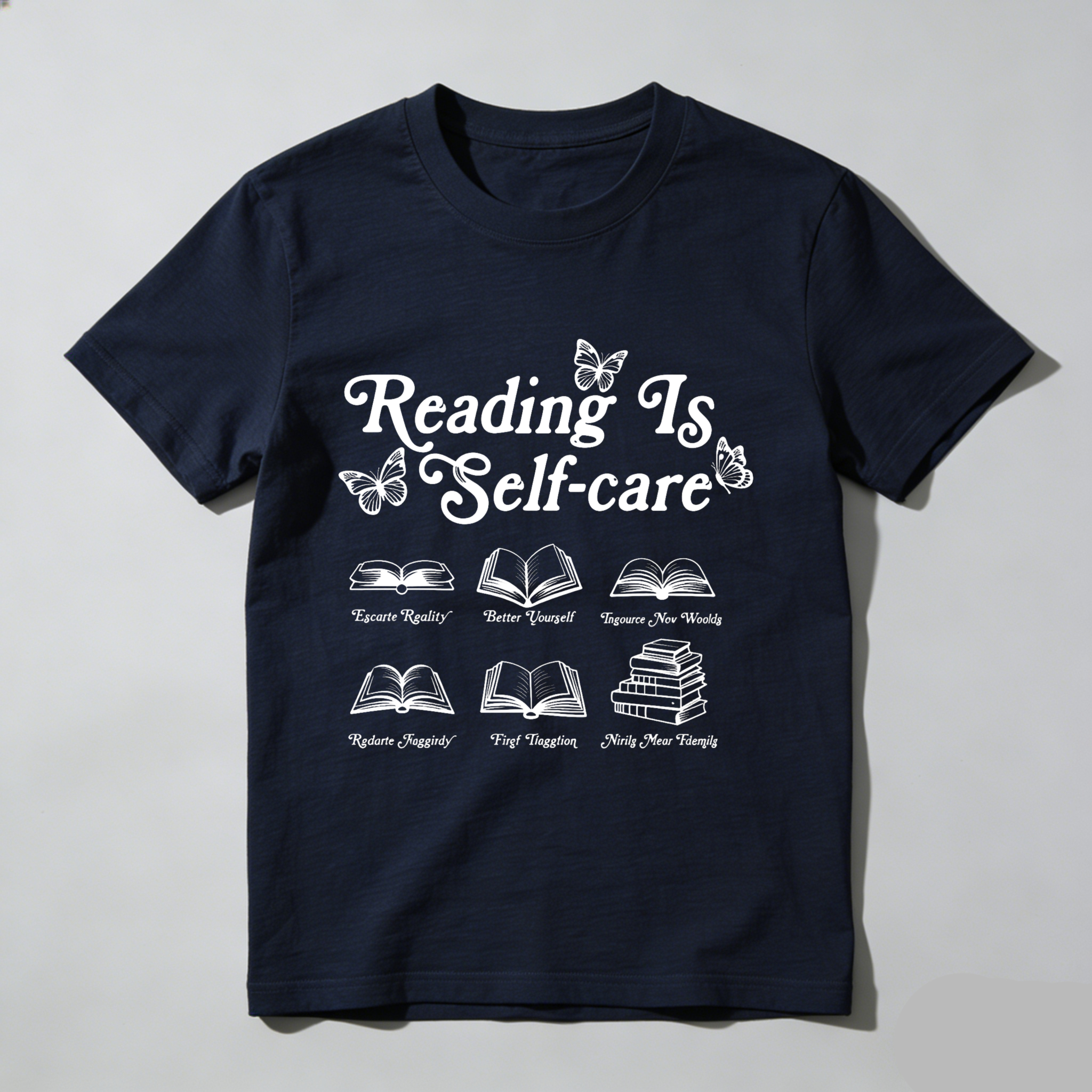 Wardrobecart Reading Is Self Care With Books And Butterflies Tshirt