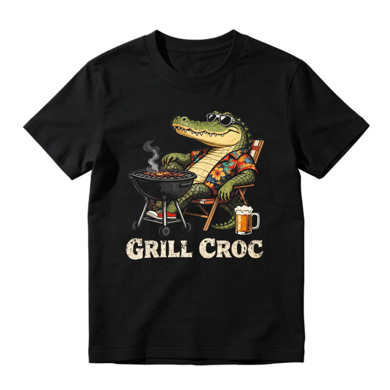 Grill Croc Funny Alligator Barbecue Beer Graphic Unisex Classic T-shirt