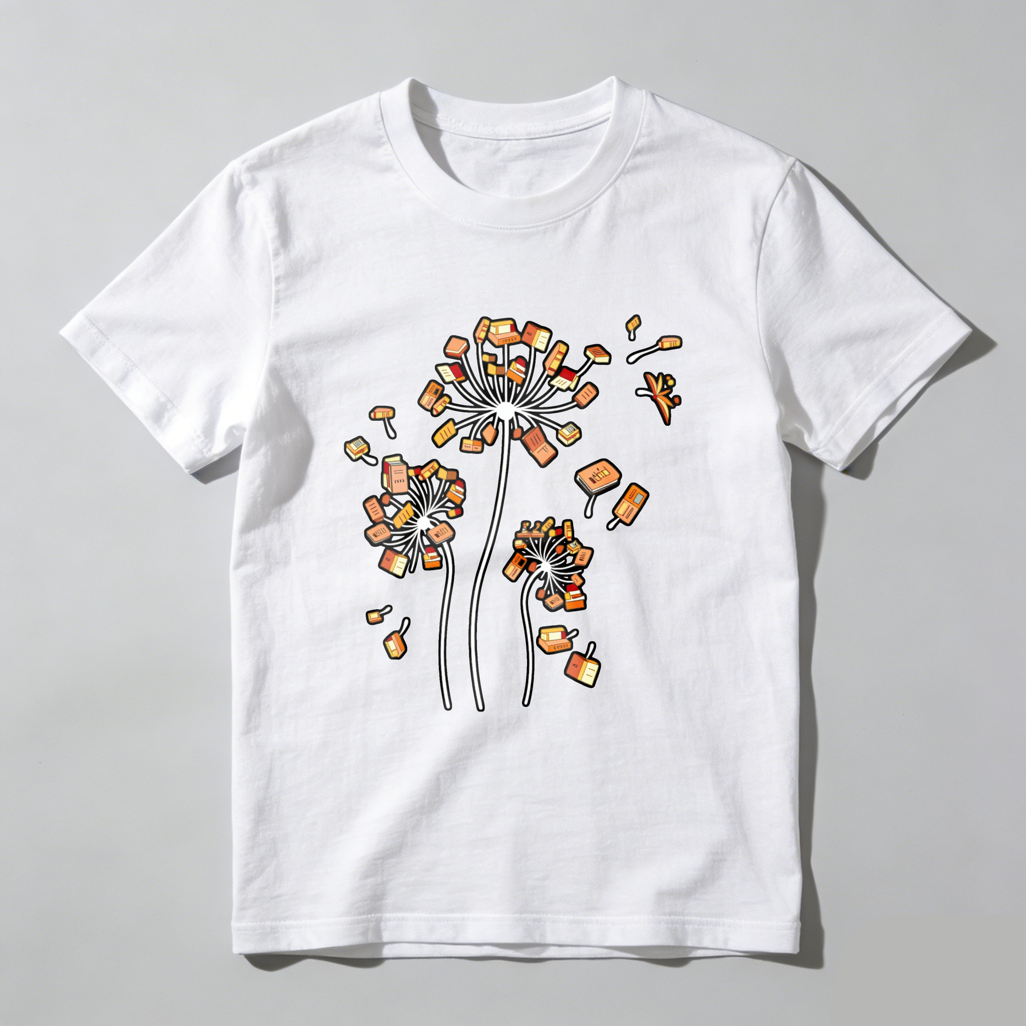 Wardrobecart Dandelion Seeds With Book And Sneaker Tshirt