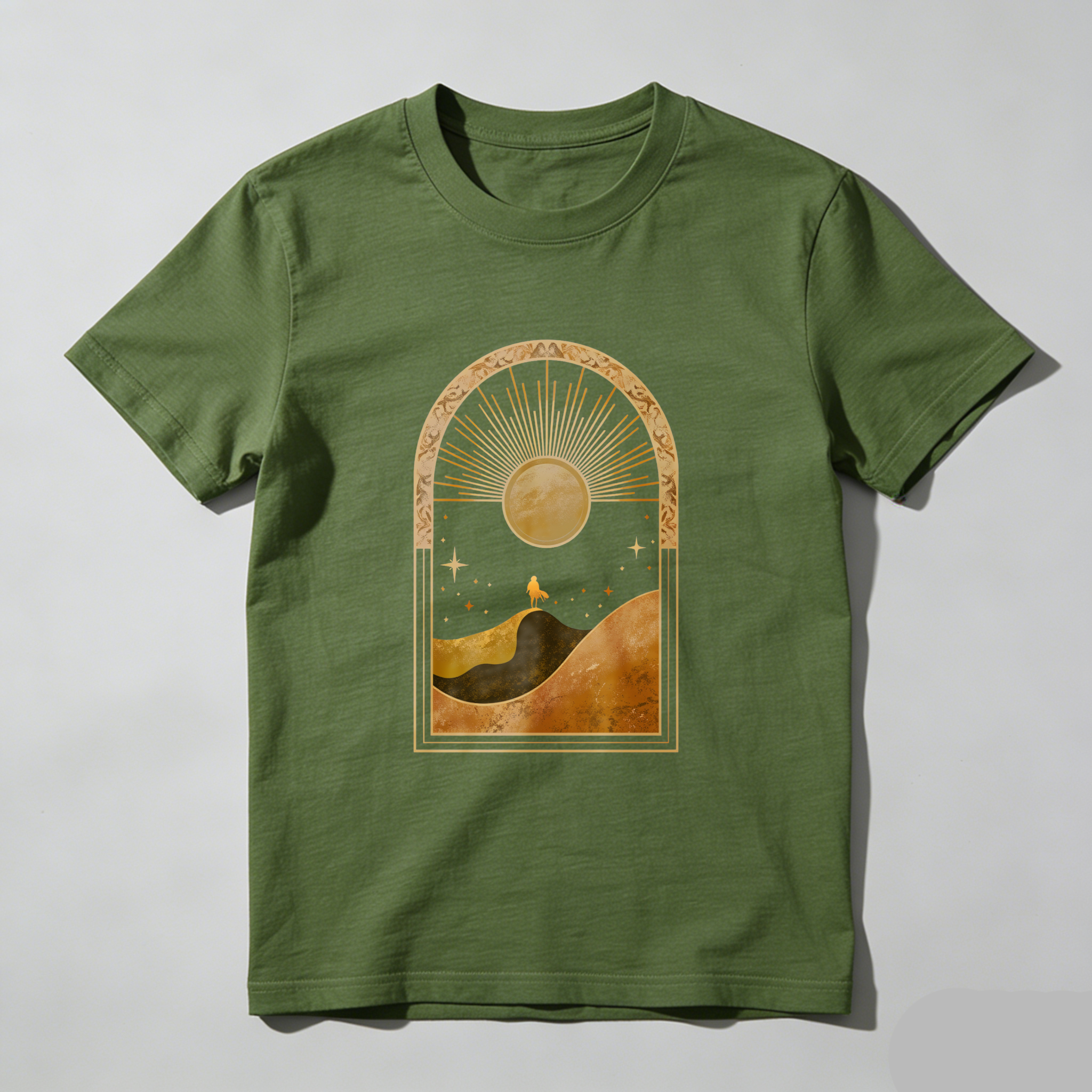 Wardrobecart Sunset Landscape With Stars And Camel Tshirt