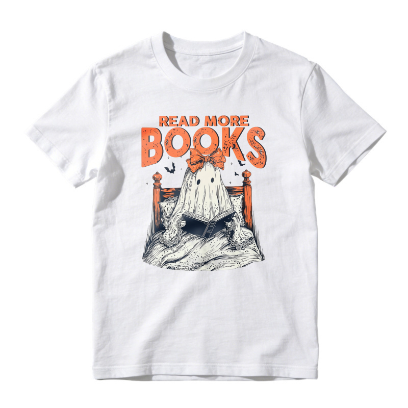 Read More Books Ghost Reading In Bed With Orange Bow, Unisex Classic T-shirt