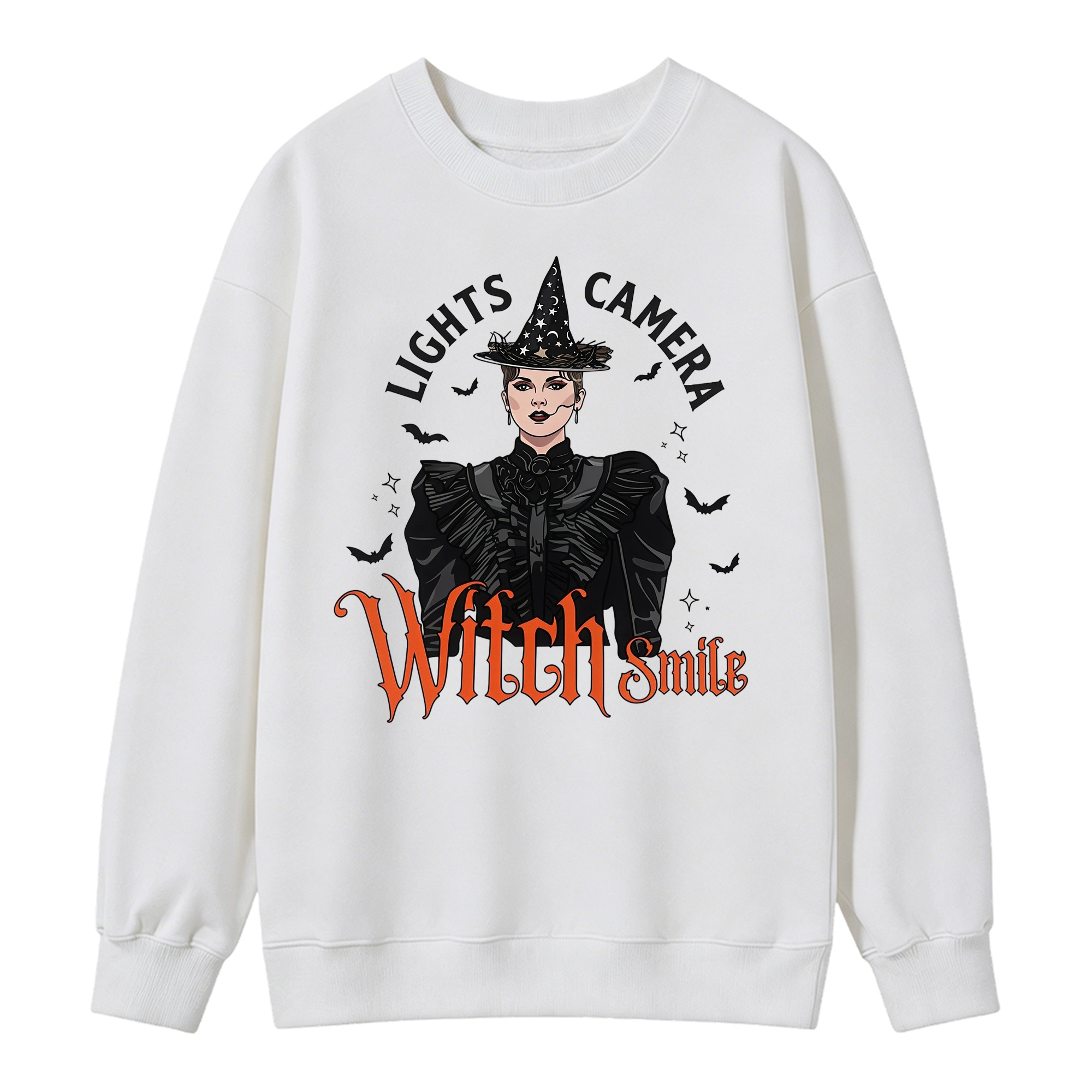 Lights, Camera, Witch Smile! Premium Spooky Season Graphic Sweatshirt