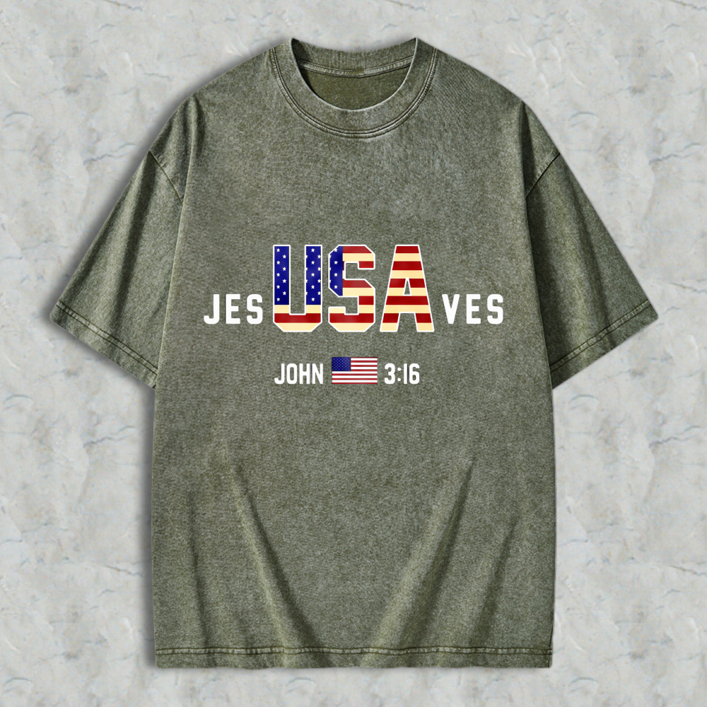 Jesus Usa Loves John 316 Washed T-shirt