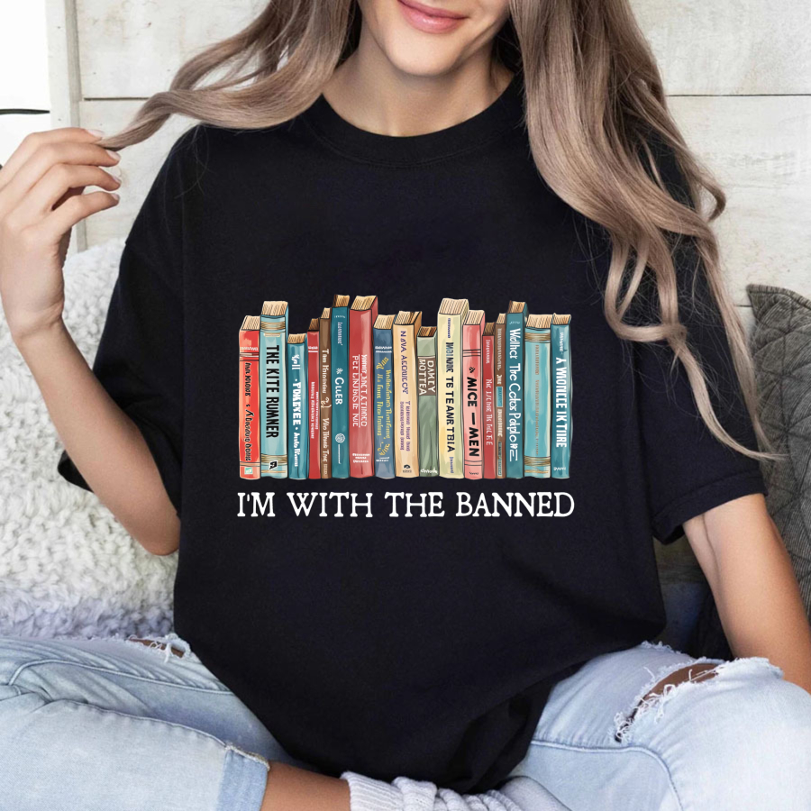 Wardrobecart I'm With The Banned Book Spine Design Tshirt