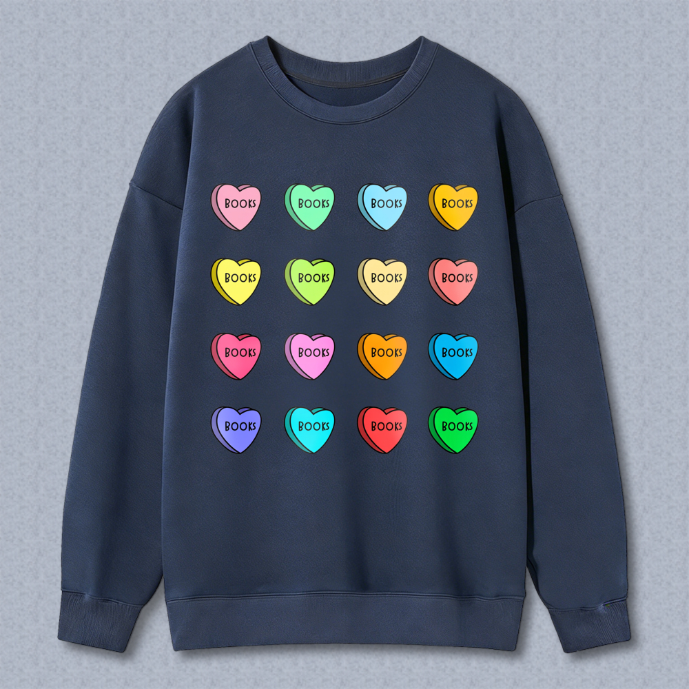 Wardrobecart Candy Heart Book Pattern Unisex Classic Sweatshirt