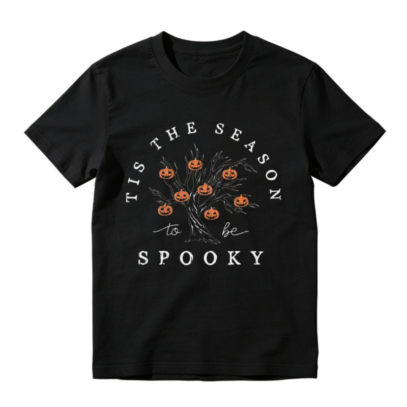 Tis The Season To Be Spooky Halloween Pumpkin Tree Graphic T-shirt