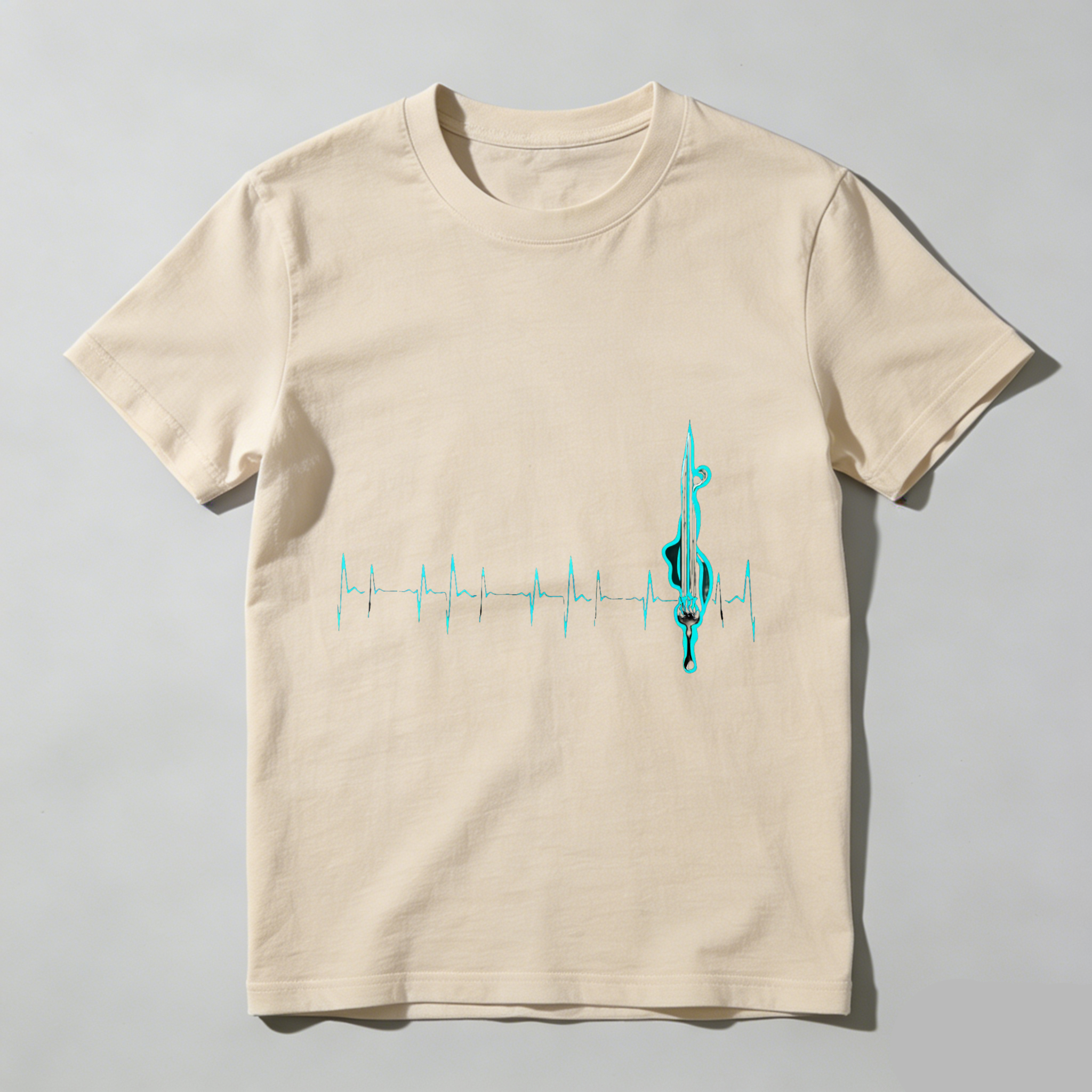 Wardrobecart Heartbeat With Violin Note Pattern Tshirt