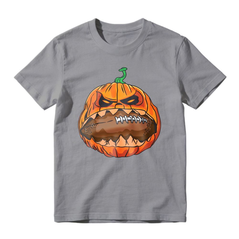 Scary Pumpkin With Football Mouth Halloween Graphic Unisex Classic T-shirt