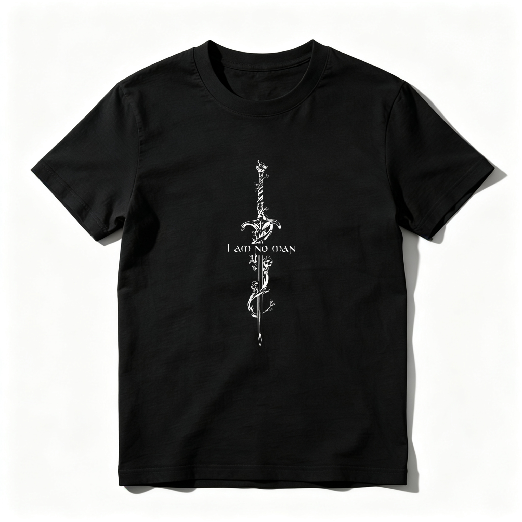 Wardrobecart Sword With Vine And Text I Am No Man Tshirt