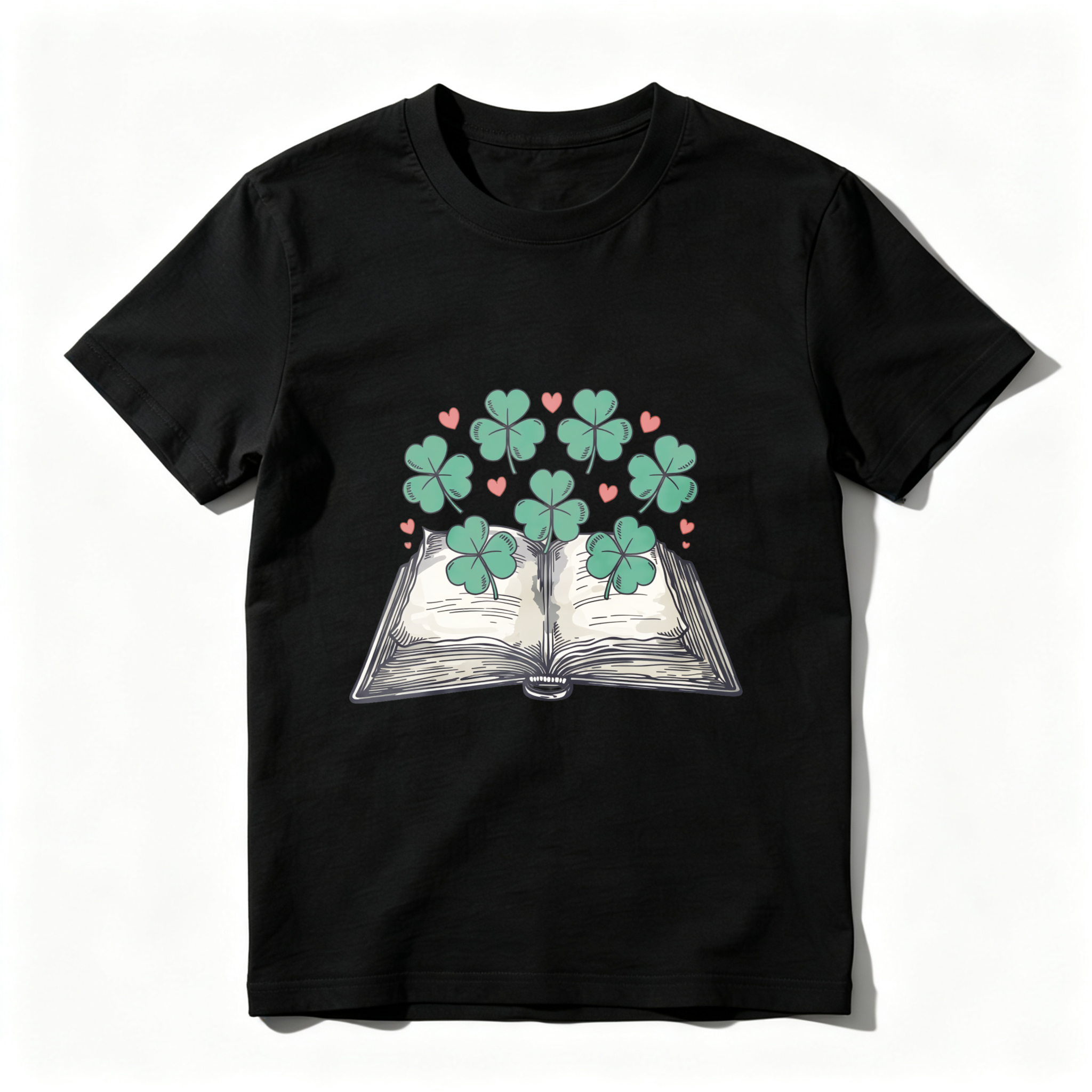 Wardrobecart Open Book With Clover And Hearts tshirt