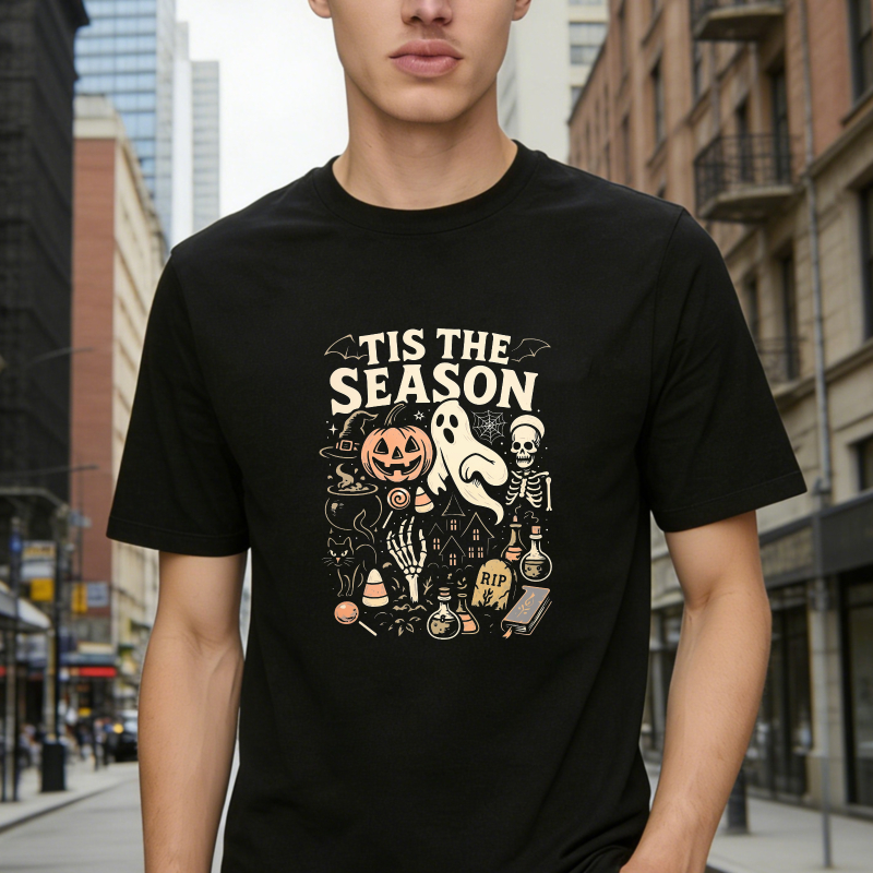 Tis The Season Halloween Pumpkin Ghost Skeleton Unisex Classic T-shirt