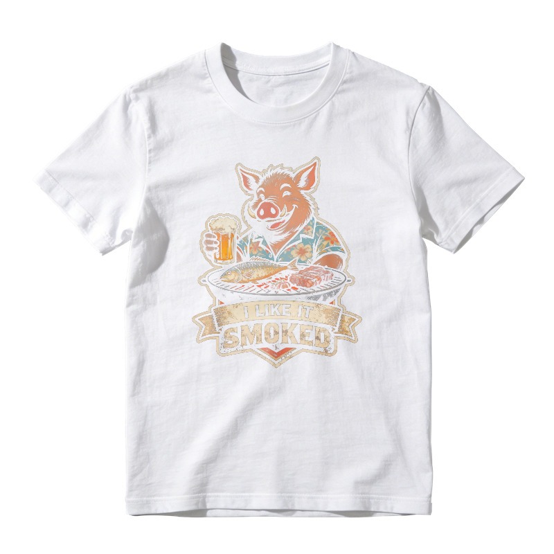 Funny Pig Smoking Meat And Beer Graphic Unisex Classic T-shirt