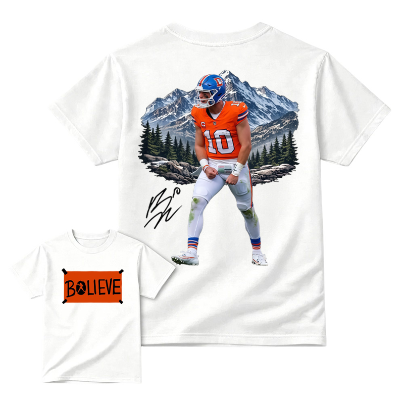 Vintage Football Quarterback Believe Spirit Graphic T-Shirt