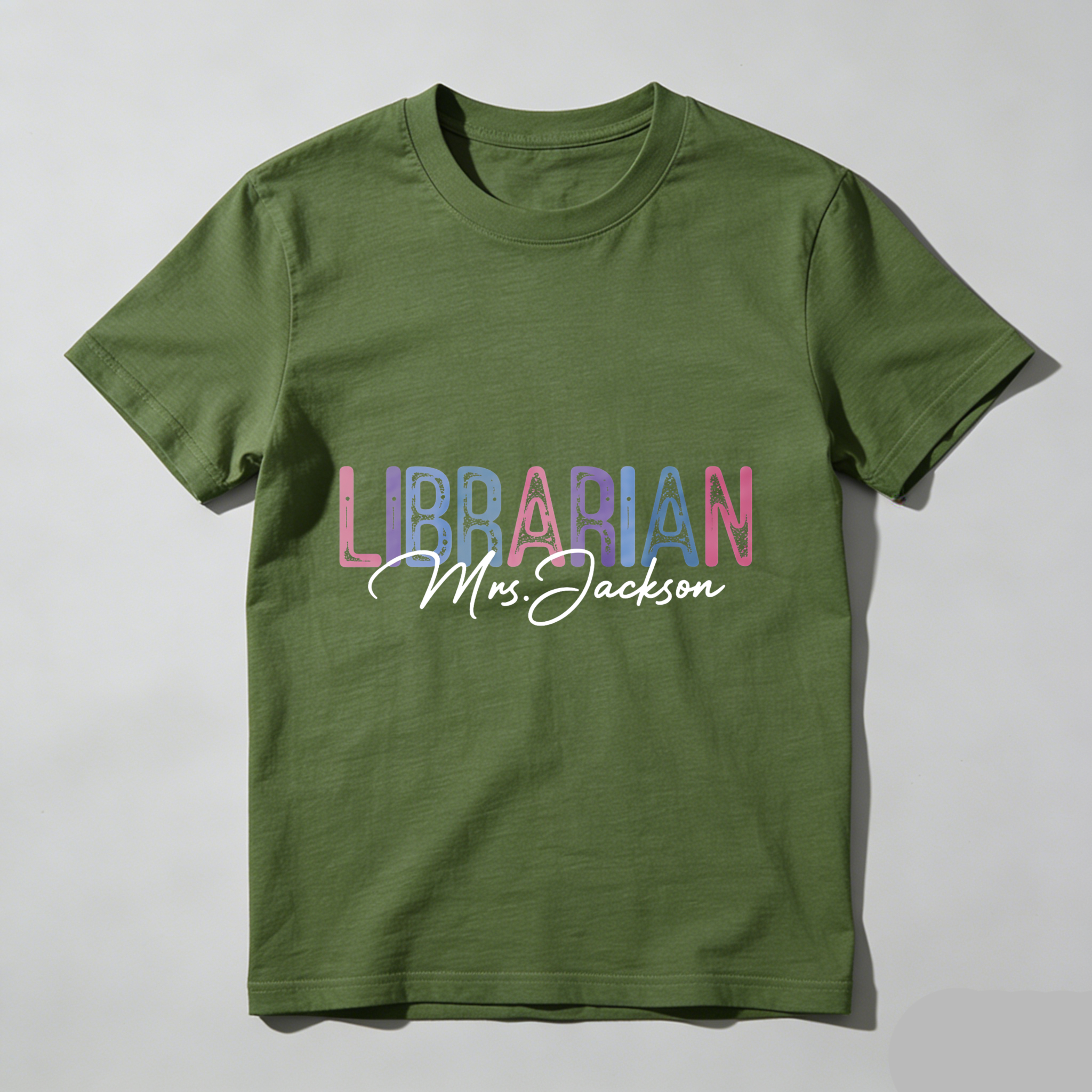 Wardrobecart Librarian Mrs Jackson Colorful Text Design Tshirt