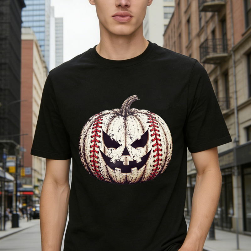 Baseball Pumpkin Face Graphic, Unisex Classic T-shirt
