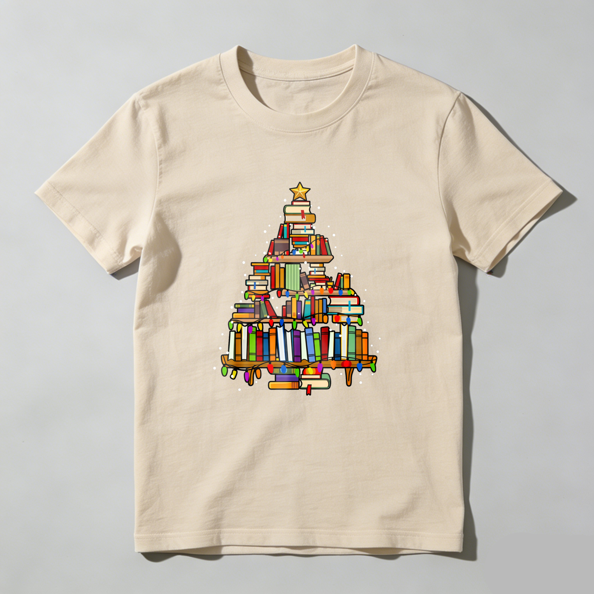 Wardrobecart Books Form Christmas Tree Pattern Tshirt