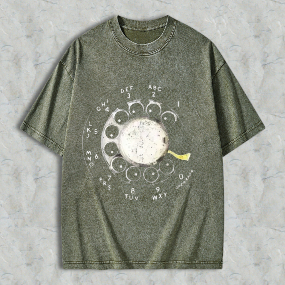 Vintage Rotary Dial Phone Pattern T-shirt