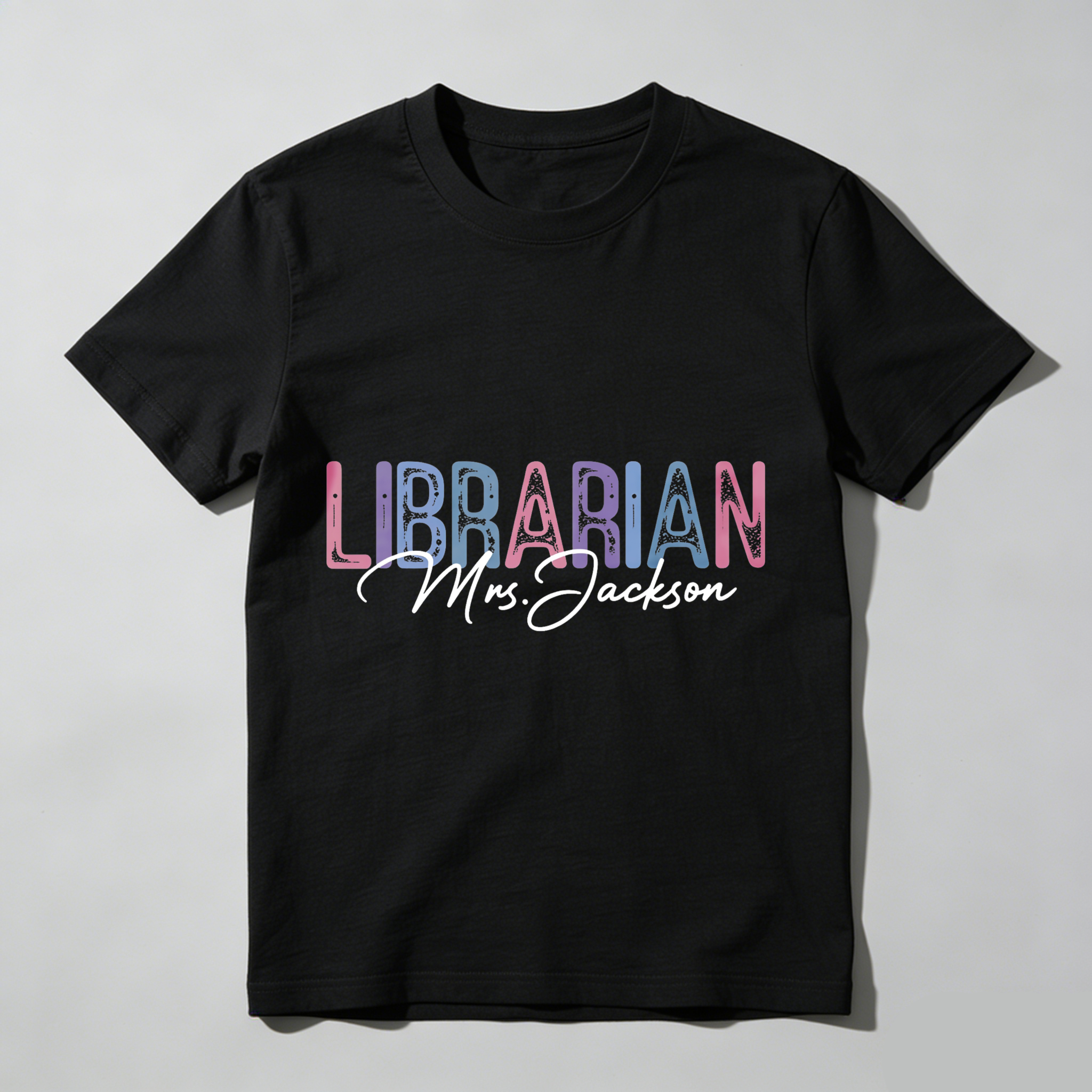 Wardrobecart Librarian Mrs Jackson Colorful Text Design Tshirt