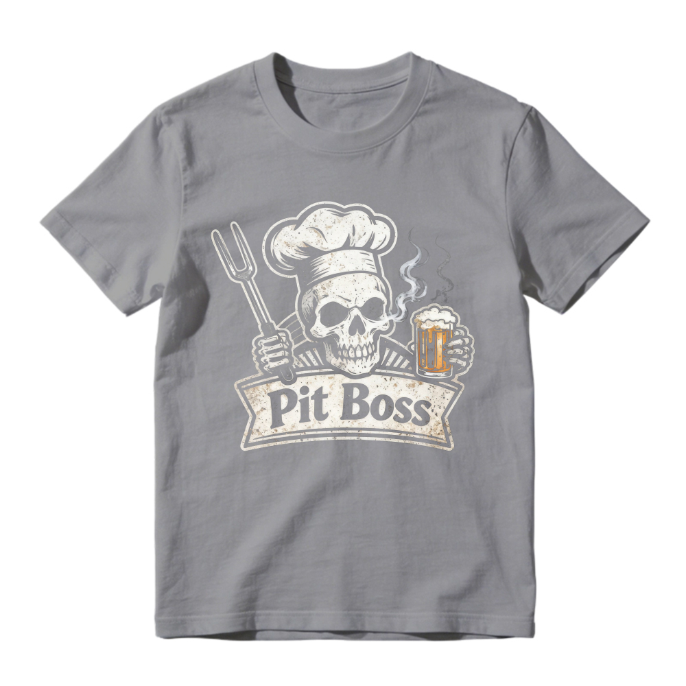 Skull Chef Holding Fork And Beer Mug Pit Boss Unisex Classic T-shirt