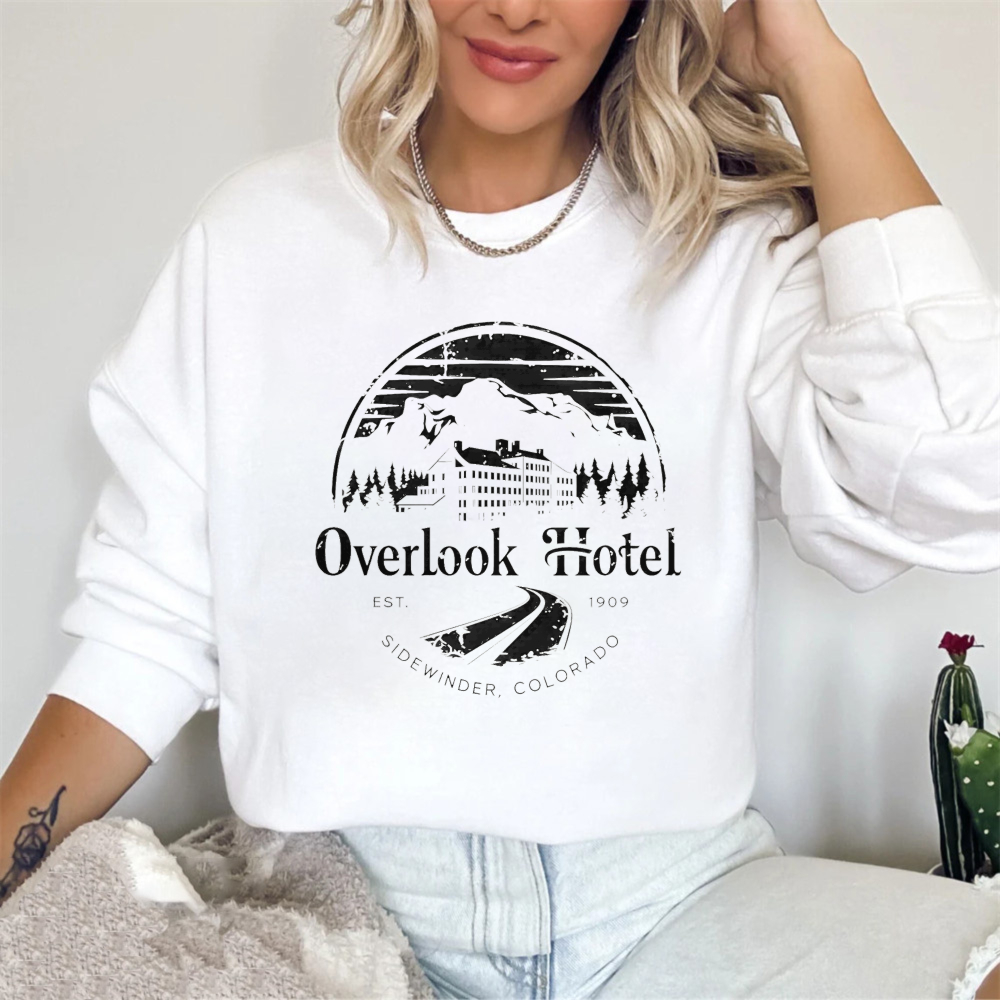 Wardrobecart Overlook Hotel Mountain Scene With Trees And Building Unisex Classic Sweatshirt