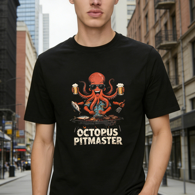 Octopus Pitmaster Grilling Seafood Beer Funny Graphic Unisex Classic T-shirt