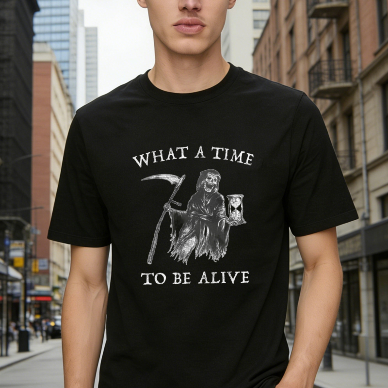 What A Time To Be Alive Grim Reaper Skeleton Graphic T-shirt
