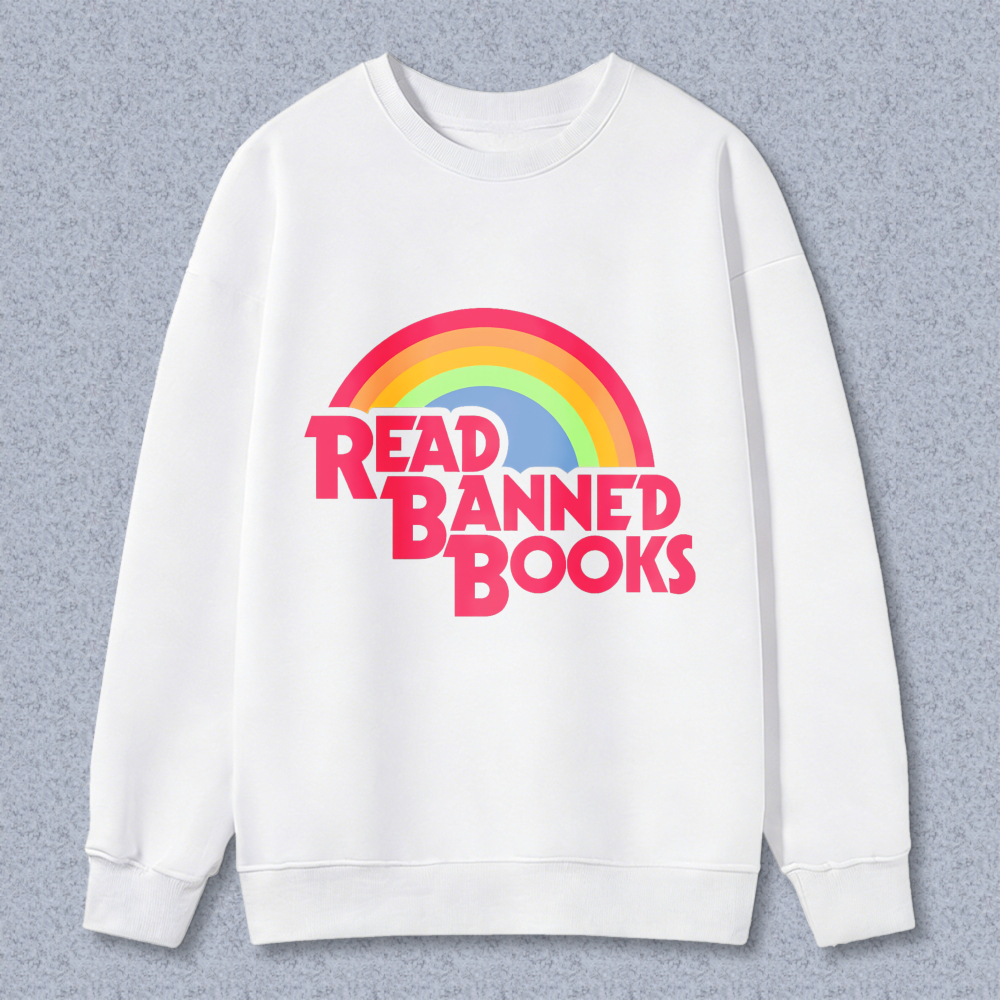 Wardrobecart Read Banned Books Rainbow Design Unisex Classic Sweatshirt