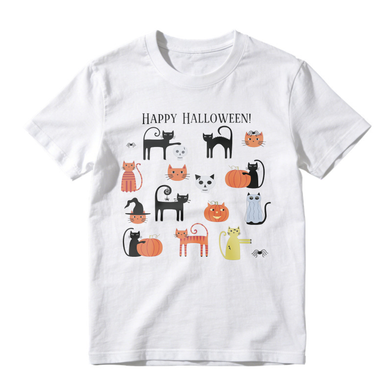 Happy Halloween Cute Cats And Pumpkins Graphic Unisex Classic T-shirt