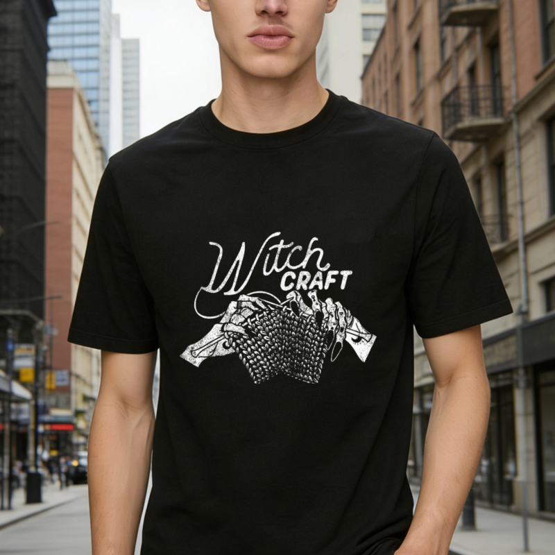 Witch Craft Typography With Hands Holding Woven Basket Graphic T-shirt