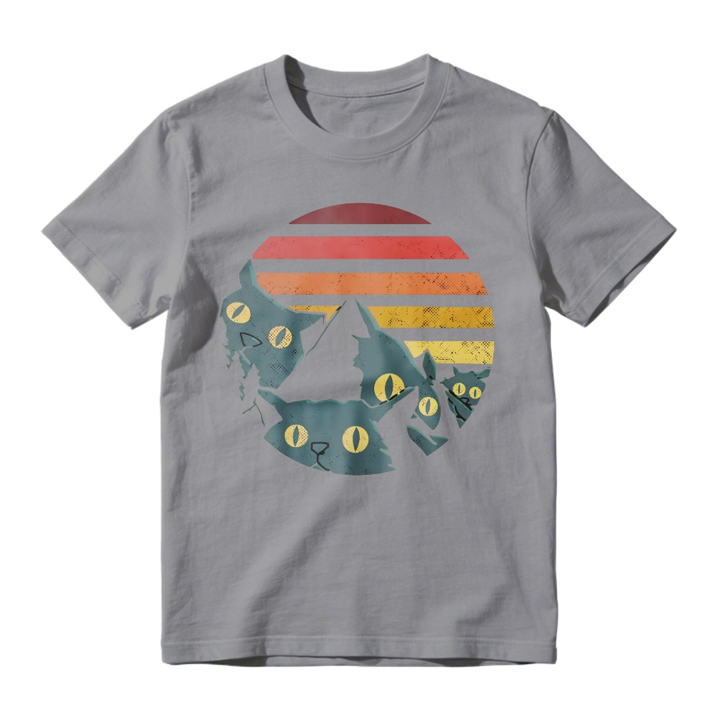 Retro Sunset Mountain Cats Silhouette Graphic, Unisex Classic T-shirt