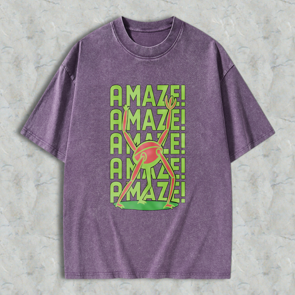 Wardrobecart Amazing Frog Stacked Text Design Unisex Washed T-shirt