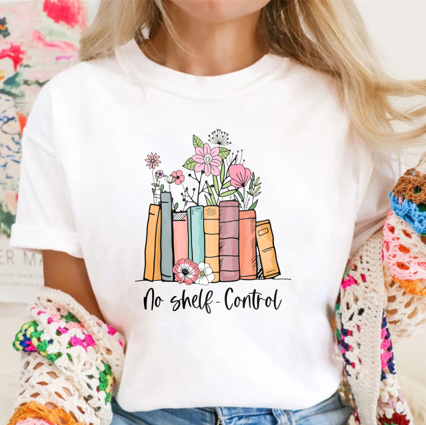 Wardrobecart Book Stack With Flowers And Text No Shelf Control Unisex Classic T-shirt