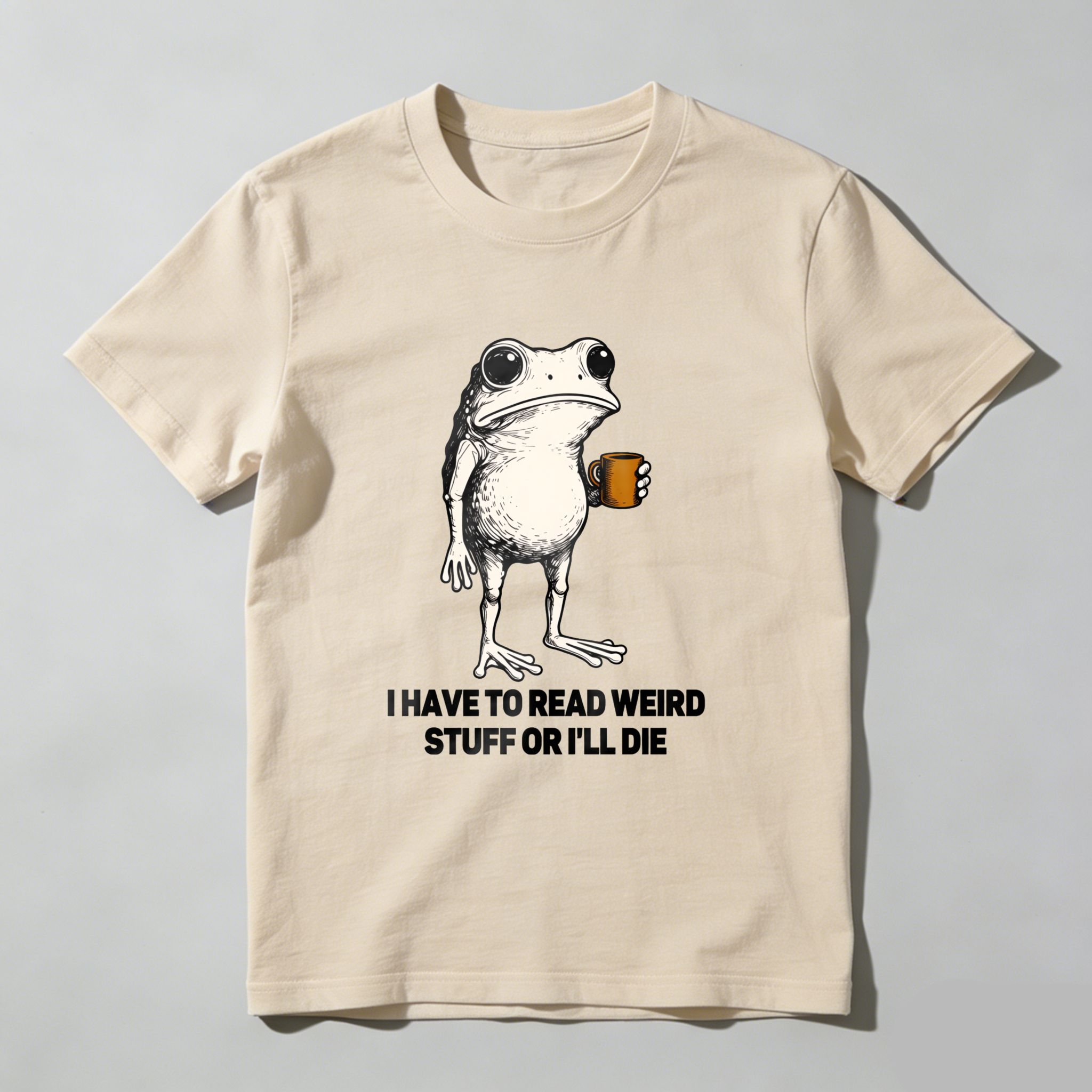 Wardrobecart Frog Holding Coffee Mug Standing Tshirt