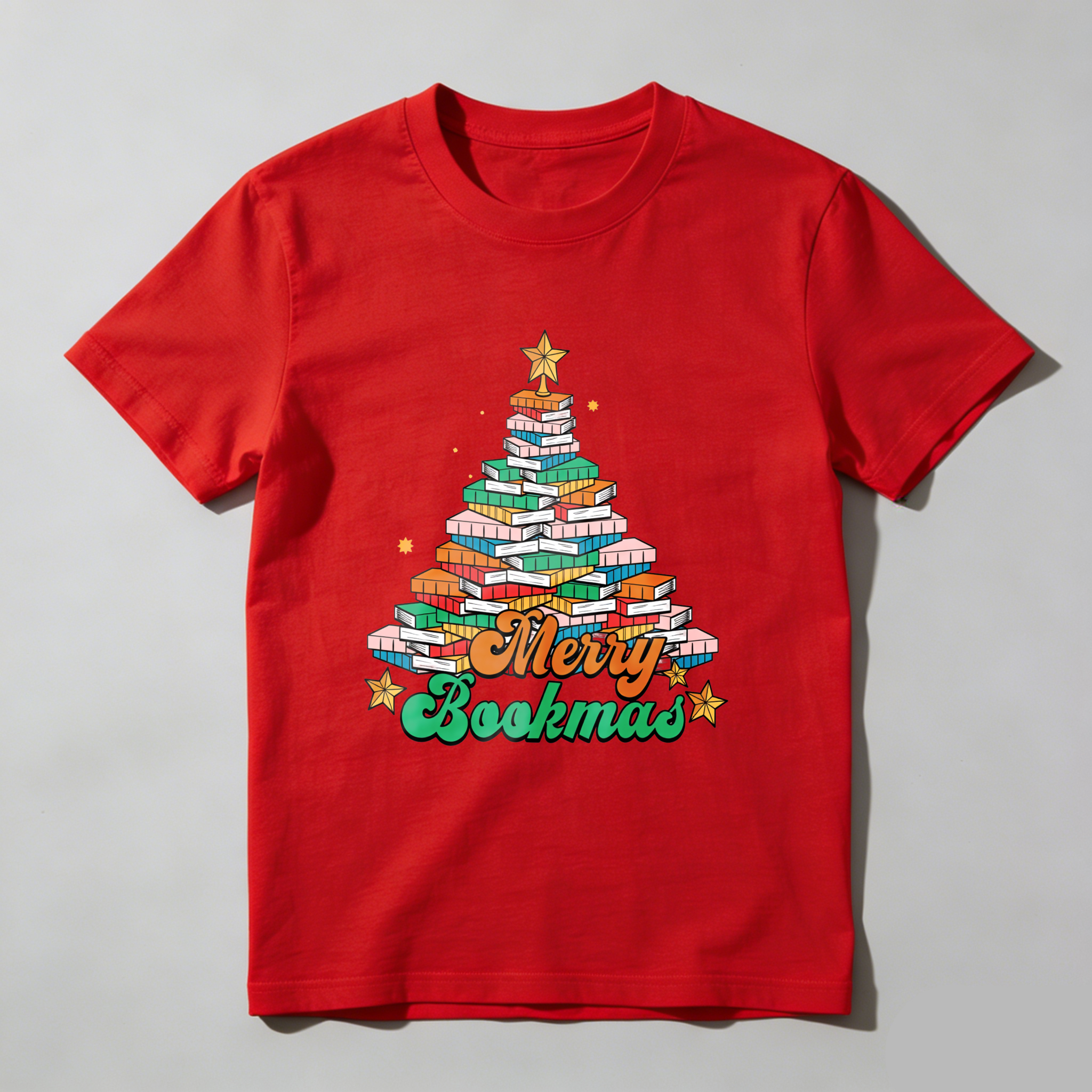 Wardrobecart Merry Bookmas Tree Made Of Books Tshirt