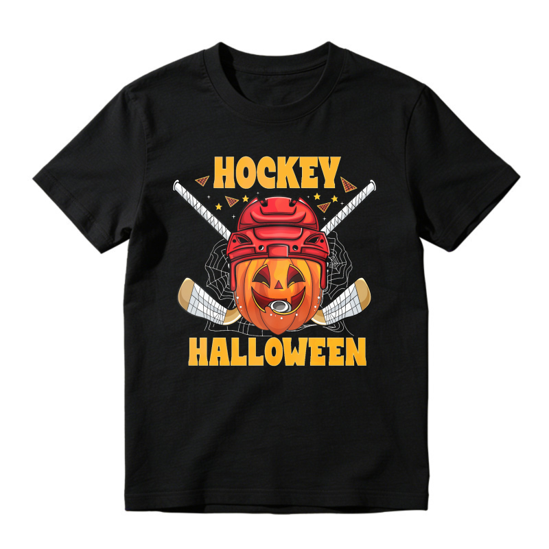 Hockey Halloween Pumpkin Goalie Mask Crossed Sticks Unisex Classic T-shirt