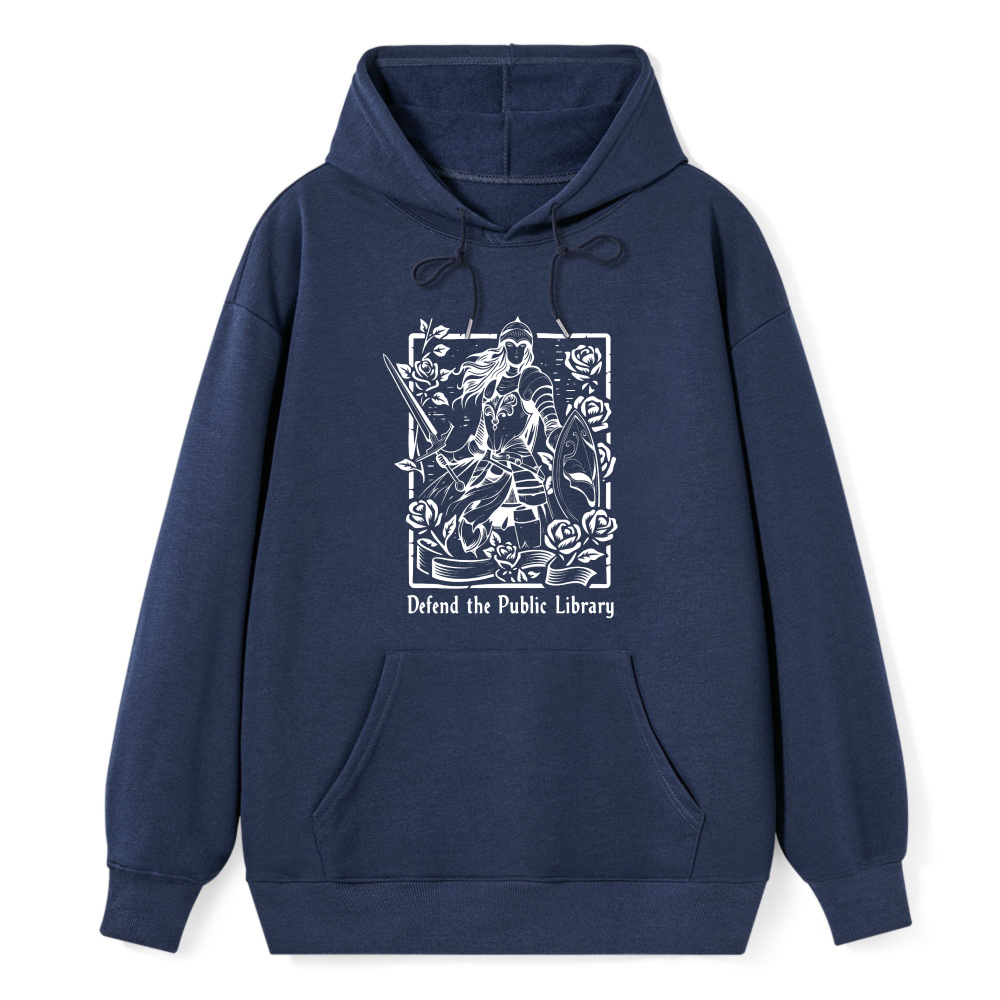 Wardrobecart Knight With Book And Roses Defend The Public Library Unisex Classic Hoodie