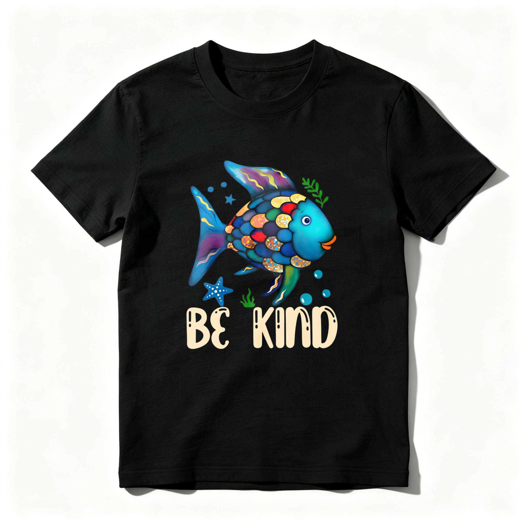 Wardrobecart Colorful Fish With Be Kind Text Tshirt