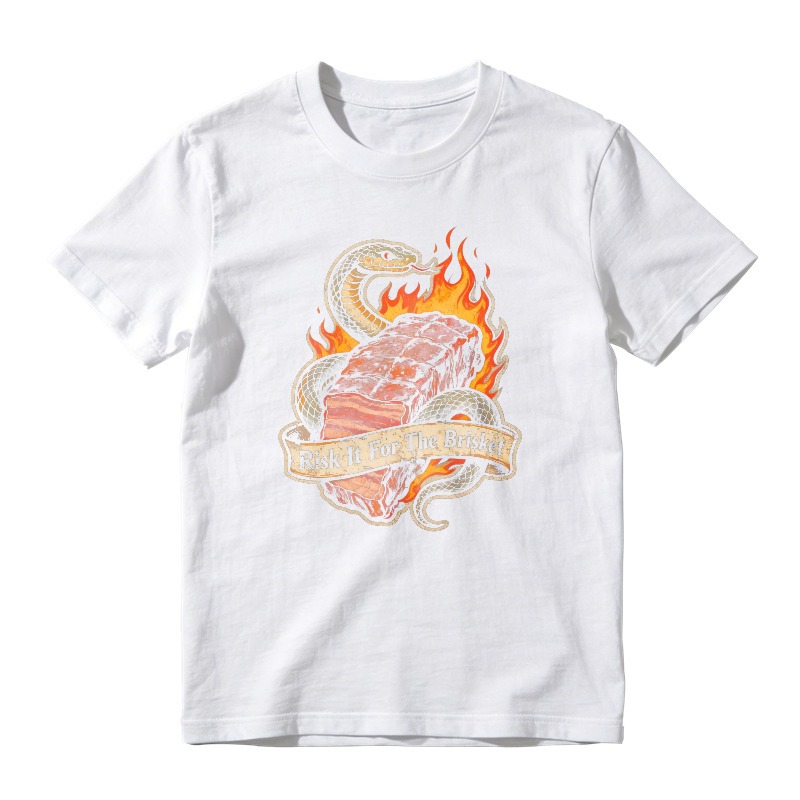 Risk It For The Brisket Snake And Fire Barbecue Graphic Unisex Classic T-shirt