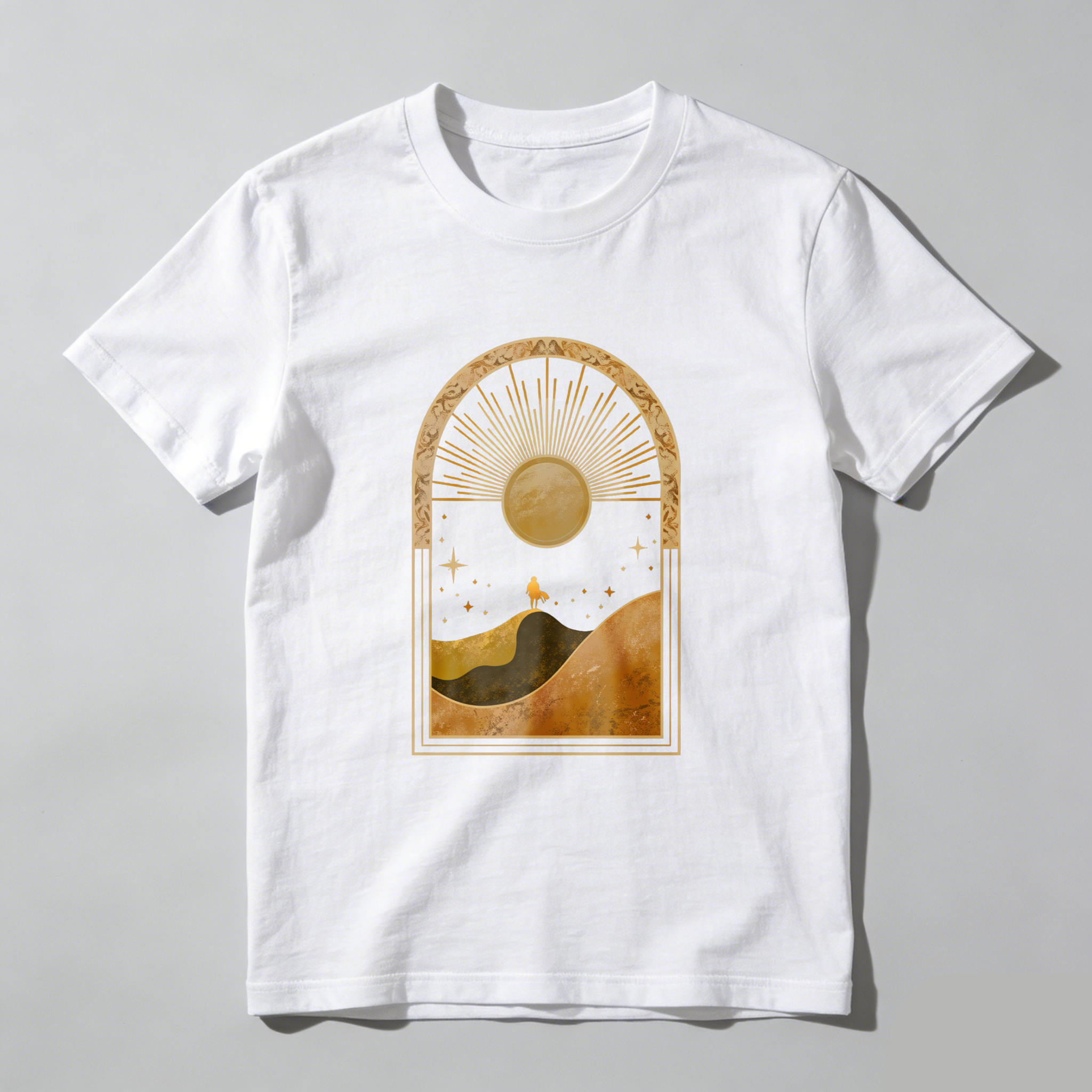 Wardrobecart Sunset Landscape With Stars And Camel Tshirt