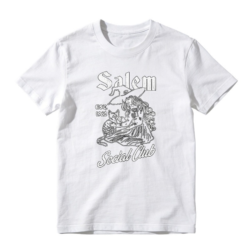 Salem Social Club Witch And Black Cat Vintage Est 1962 Graphic T-shirt