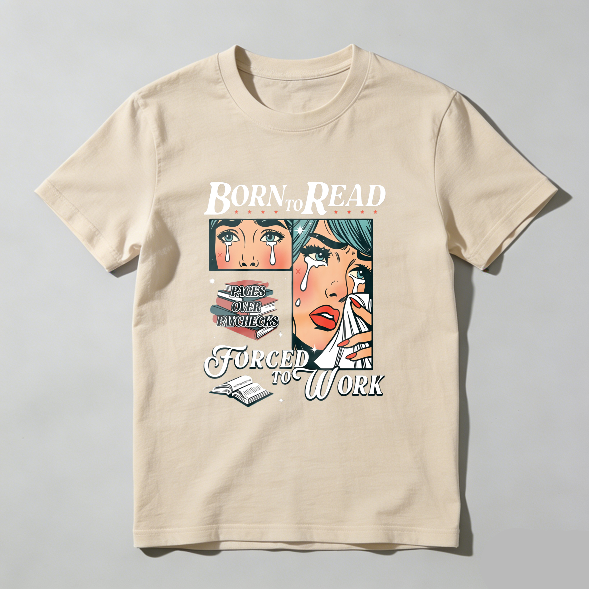 Wardrobecart Born To Read Forced To Work Tshirt(3)