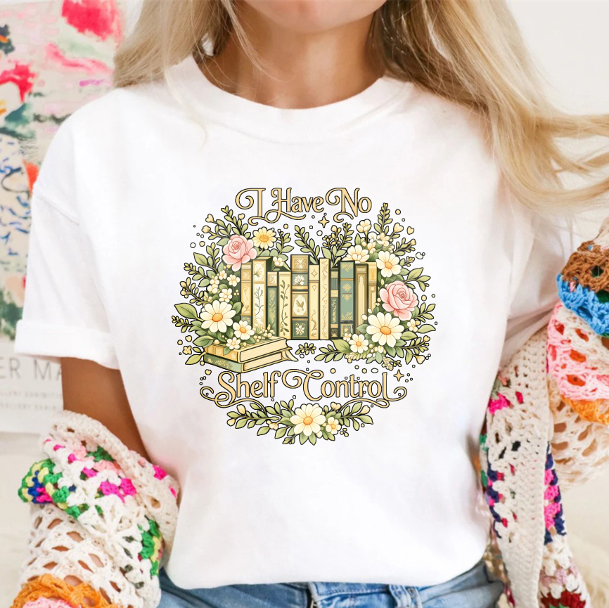 Wardrobecart I Have No Shelf Control Bookshelf Floral Design Unisex Classic T-shirt(1)